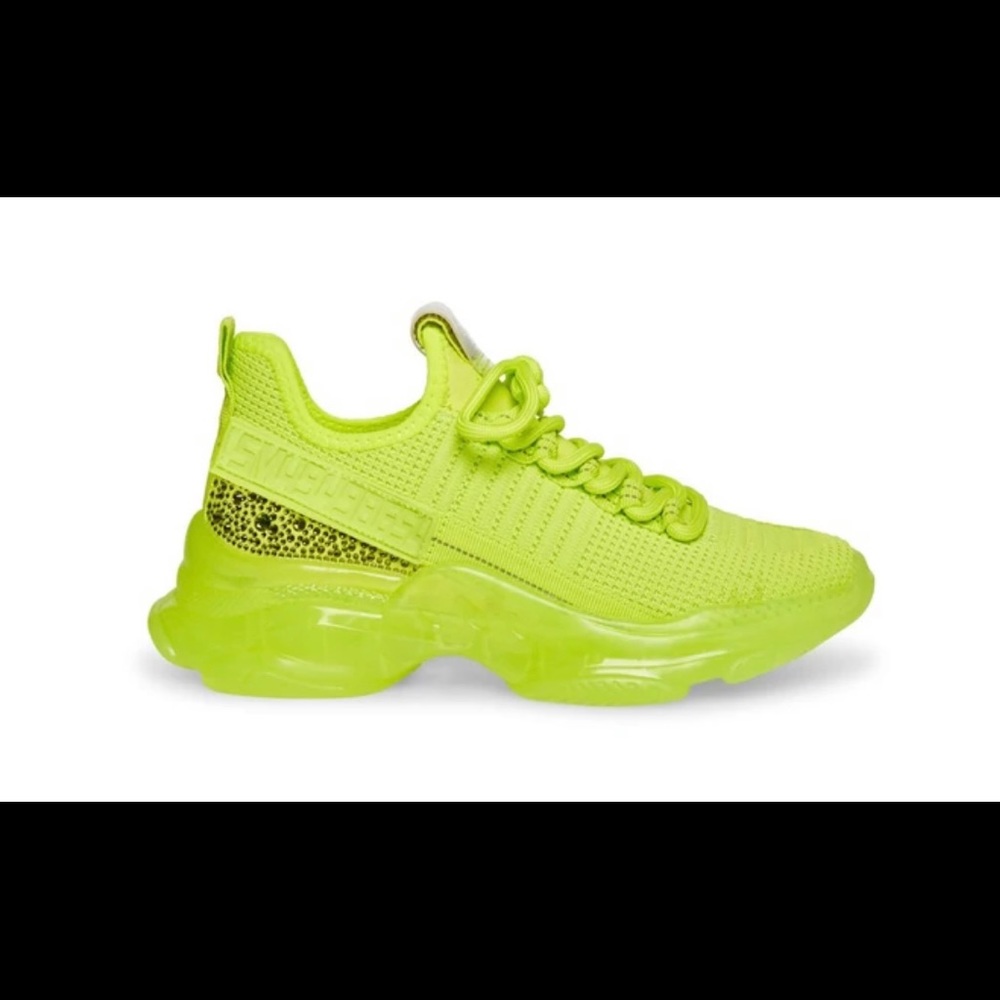 Steve Madden neon green sneakers with rhinestones